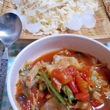 農心チゲラーメンで作る　トマトチゲの冷しつけ麺